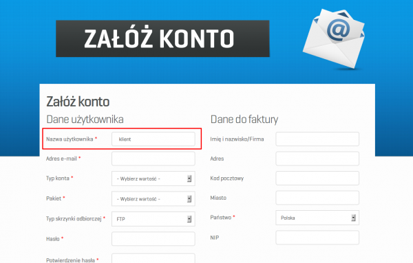 Tworzenie konta w witrynie unistore.pl
