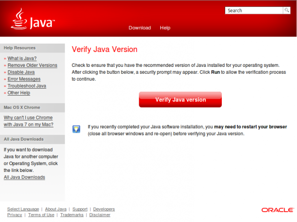 Sprawdzenie aktualności technologii Java